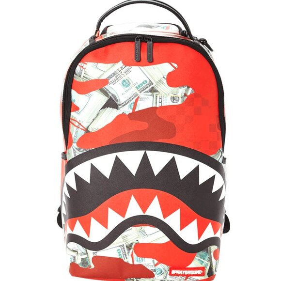 Sprayground Panic Attack Money Shark Red Camo Backpack